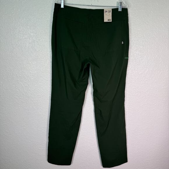 REI Trail Made Pants Mens 34 x 32 Hiking Trail Pant Outdoor UPF 50 NEW Green - Picture 2 of 14